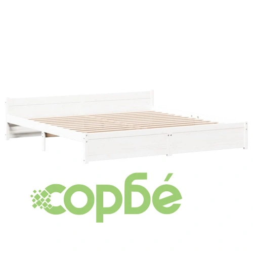 Рамка за легло без матрак, бял, 160x200 см, бор масив ➤ топ цена ➤ sorbe.bg
