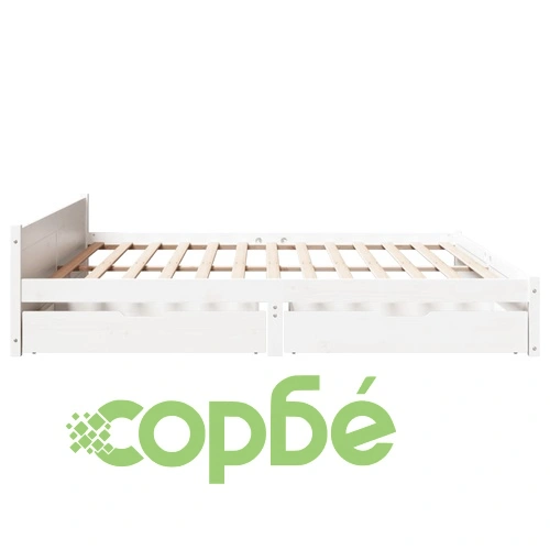 Рамка за легло без матрак, бял, 160x200 см, бор масив ➤ топ цена ➤ sorbe.bg