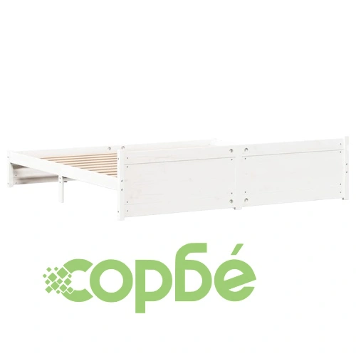 Рамка за легло без матрак, бял, 160x200 см, бор масив ➤ топ цена ➤ sorbe.bg