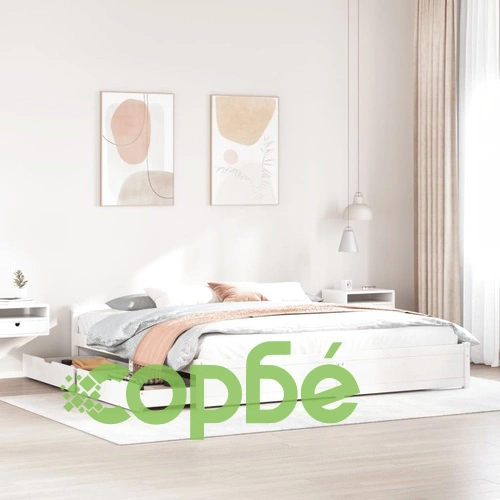 Рамка за легло без матрак, бял, 160x200 см, бор масив ➤ топ цена ➤ sorbe.bg