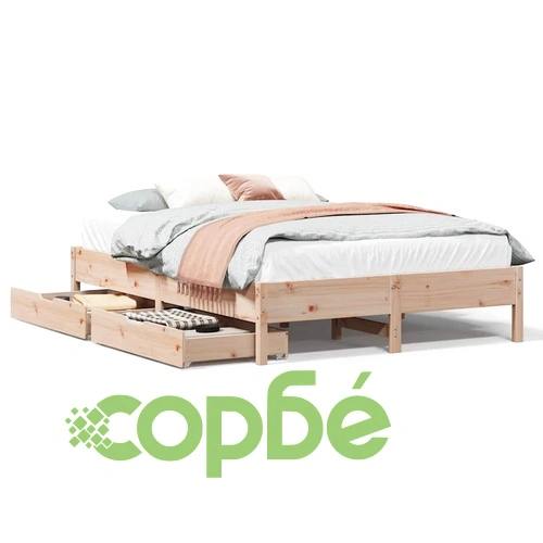 Рамка за легло без матрак, 140x190 см, масивна чамова дървесина ➤ топ цена ➤ sorbe.bg