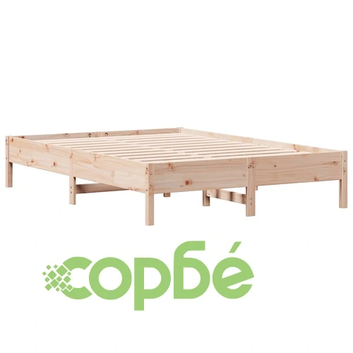Рамка за легло без матрак, 140x190 см, масивна чамова дървесина ➤ топ цена ➤ sorbe.bg