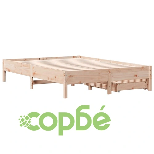 Рамка за легло без матрак, 140x190 см, масивна чамова дървесина ➤ топ цена ➤ sorbe.bg