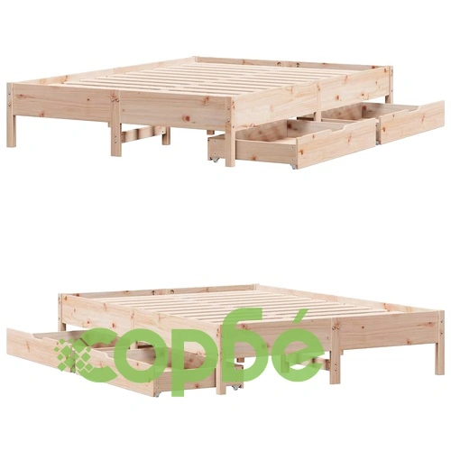Рамка за легло без матрак, 140x190 см, масивна чамова дървесина ➤ топ цена ➤ sorbe.bg