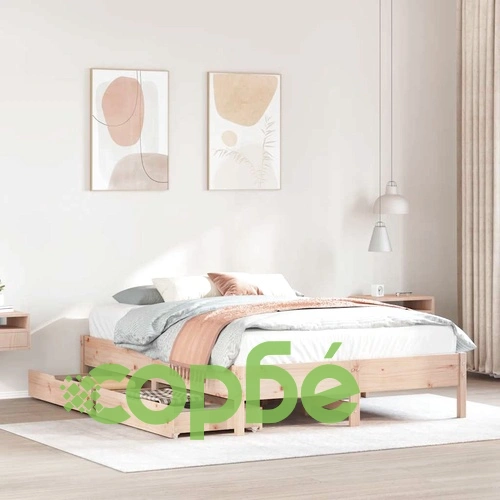 Рамка за легло без матрак, 140x190 см, масивна чамова дървесина ➤ топ цена ➤ sorbe.bg