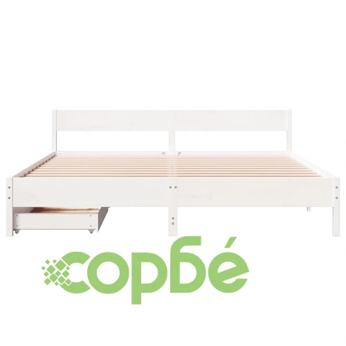 Рамка за легло без матрак, бял, 180x200 см, бор масив ➤ топ цена ➤ sorbe.bg