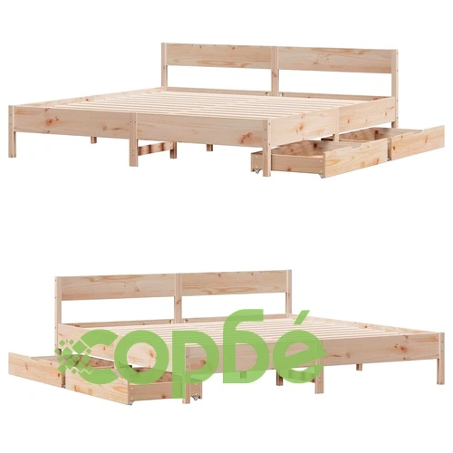 Рамка за легло без матрак, 160x200 см, масивна чамова дървесина ➤ топ цена ➤ sorbe.bg