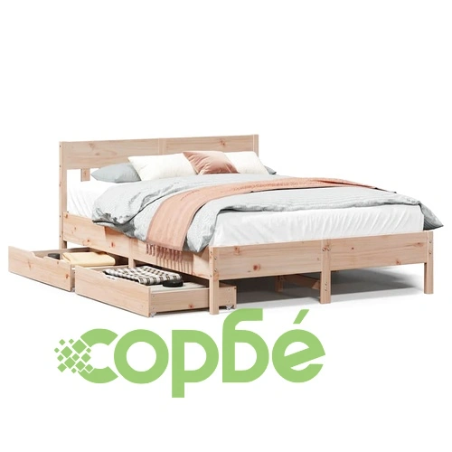 Рамка за легло без матрак, 160x200 см, масивна чамова дървесина ➤ топ цена ➤ sorbe.bg