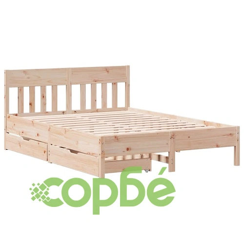 Рамка за легло без матрак, 160x200 см, масивна чамова дървесина ➤ топ цена ➤ sorbe.bg