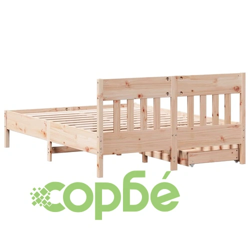 Рамка за легло без матрак, 160x200 см, масивна чамова дървесина ➤ топ цена ➤ sorbe.bg