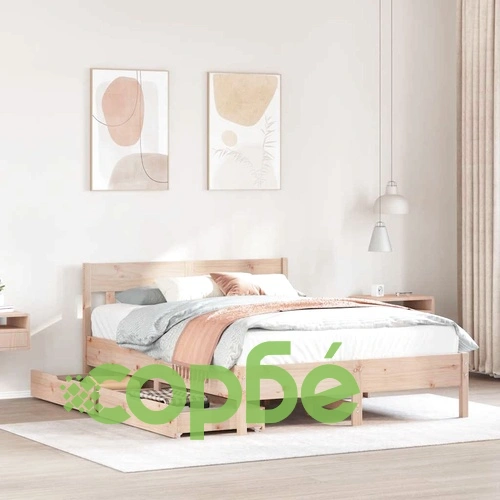 Рамка за легло без матрак, 160x200 см, масивна чамова дървесина ➤ топ цена ➤ sorbe.bg