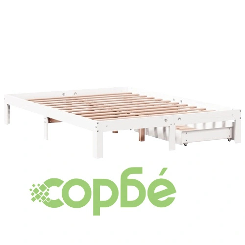 Рамка за легло, с чекмеджета, без матрак, бяла, 140x190 см ➤ топ цена ➤ sorbe.bg
