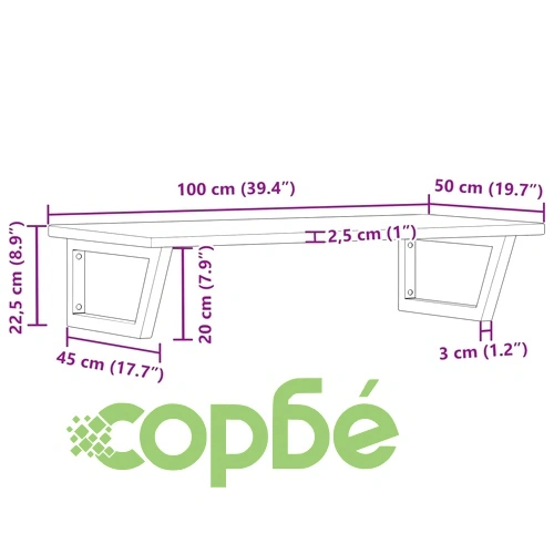 Стенен рафт за мивка, стомана и масивно дърво дъб ➤ топ цена ➤ sorbe.bg