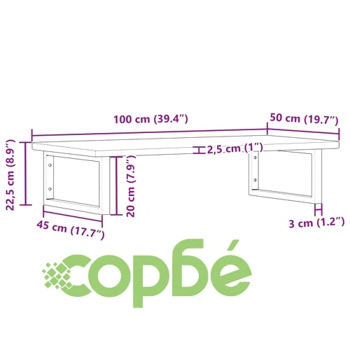 Стенен рафт за мивка, стомана и масивно дърво дъб ➤ топ цена ➤ sorbe.bg