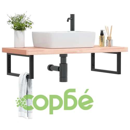 Стенен рафт за мивка, стомана и масивно дърво бук ➤ топ цена ➤ sorbe.bg