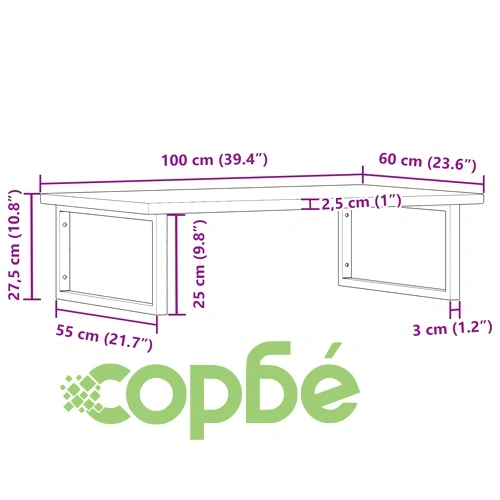 Стенен рафт за мивка, стомана и масивно дърво дъб ➤ топ цена ➤ sorbe.bg