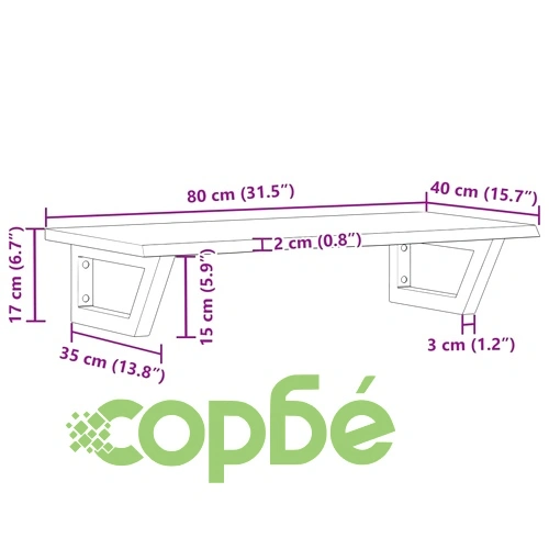 Стенен рафт за мивка, стомана и масивно дърво дъб ➤ топ цена ➤ sorbe.bg