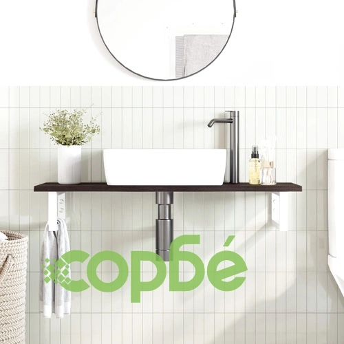 Стенен рафт за мивка, стомана и масивно дърво дъб ➤ топ цена ➤ sorbe.bg