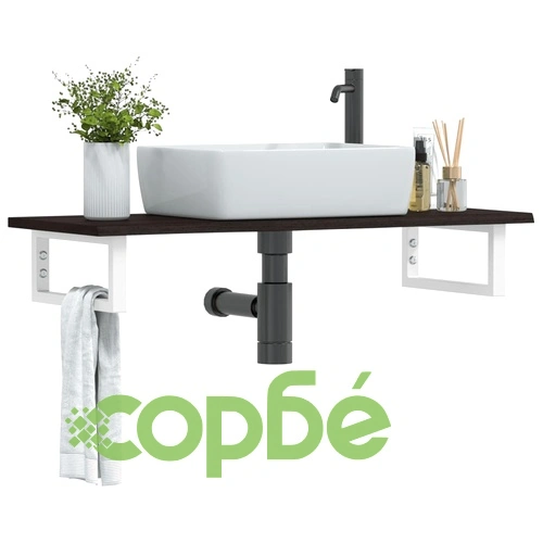 Стенен рафт за мивка, стомана и масивно дърво дъб ➤ топ цена ➤ sorbe.bg