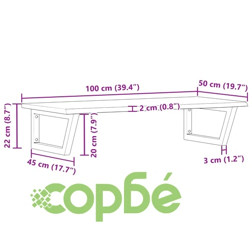 Стенен рафт за мивка, стомана и масивно дърво дъб ➤ топ цена ➤ sorbe.bg