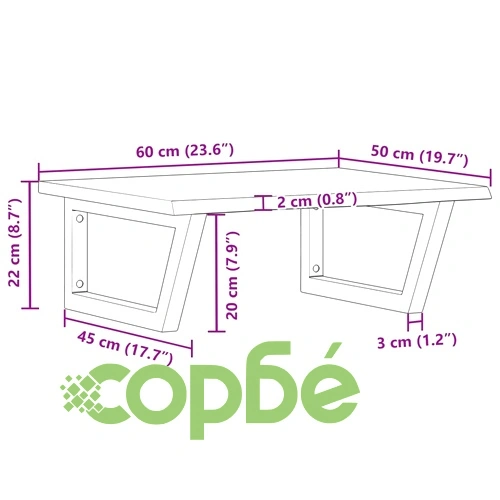 Стенен рафт за мивка, стомана и масивно дърво дъб ➤ топ цена ➤ sorbe.bg