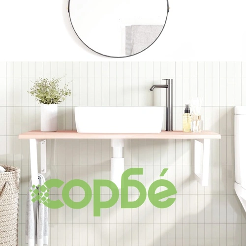 Стенен рафт за мивка, стомана и масивно дърво дъб ➤ топ цена ➤ sorbe.bg