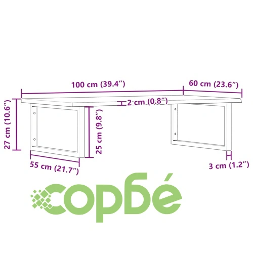 Стенен рафт за мивка, стомана и масивно дърво дъб ➤ топ цена ➤ sorbe.bg