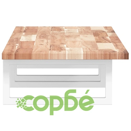 Стенен рафт за мивка, стомана и масивно дърво акация ➤ топ цена ➤ sorbe.bg