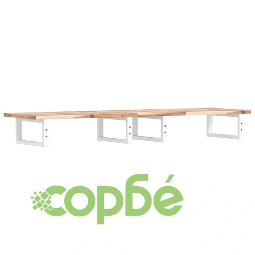 Стенен рафт за мивка, стомана и масивно дърво акация ➤ топ цена ➤ sorbe.bg