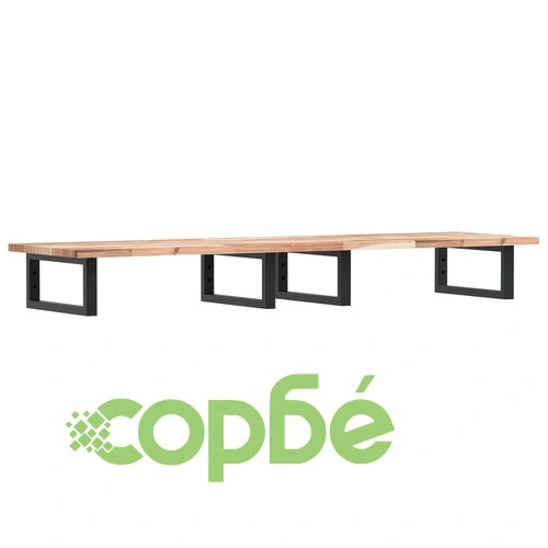 Стенен рафт за мивка, стомана и масивно дърво акация ➤ топ цена ➤ sorbe.bg