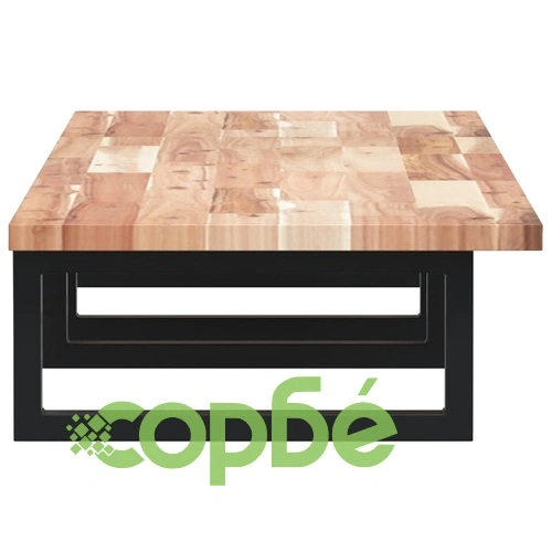 Стенен рафт за мивка, стомана и масивно дърво акация ➤ топ цена ➤ sorbe.bg