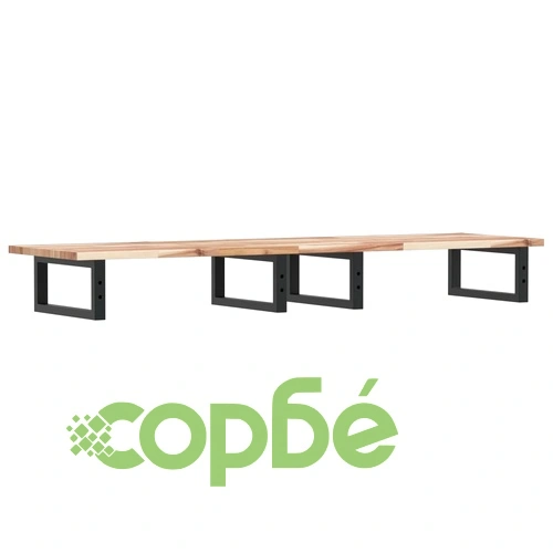 Стенен рафт за мивка, стомана и масивно дърво акация ➤ топ цена ➤ sorbe.bg