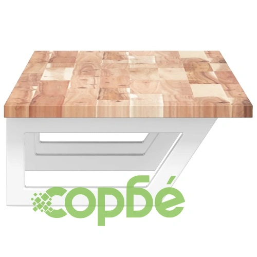 Стенен рафт за мивка, стомана и масивно дърво акация ➤ топ цена ➤ sorbe.bg