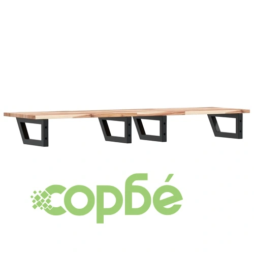 Стенен рафт за мивка, стомана и масивно дърво акация ➤ топ цена ➤ sorbe.bg