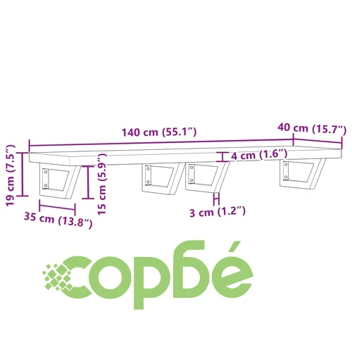 Стенен рафт за мивка, стомана и масивно дърво акация ➤ топ цена ➤ sorbe.bg