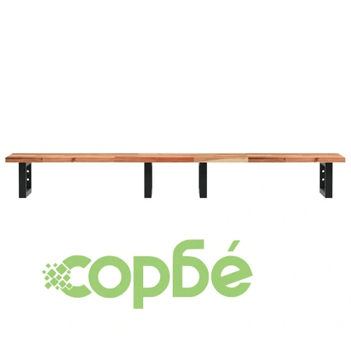 Стенен рафт за мивка, стомана и масивно дърво акация ➤ топ цена ➤ sorbe.bg