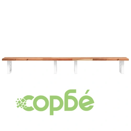 Стенен рафт за мивка, стомана и масивно дърво акация ➤ топ цена ➤ sorbe.bg