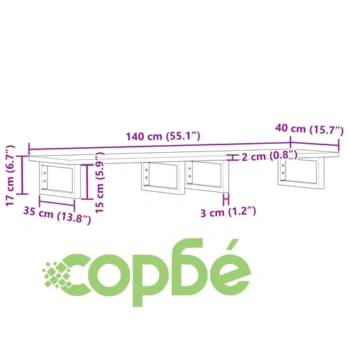 Стенен рафт за мивка, стомана и масивно дърво акация ➤ топ цена ➤ sorbe.bg