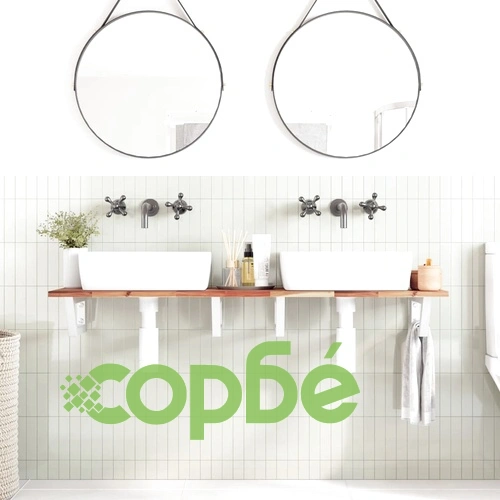 Стенен рафт за мивка, стомана и масивно дърво акация ➤ топ цена ➤ sorbe.bg