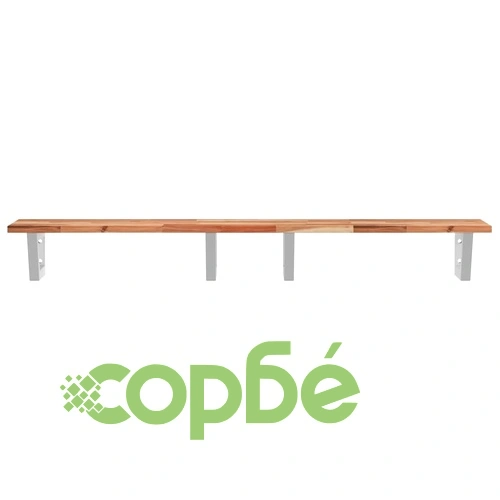 Стенен рафт за мивка, стомана и масивно дърво акация ➤ топ цена ➤ sorbe.bg