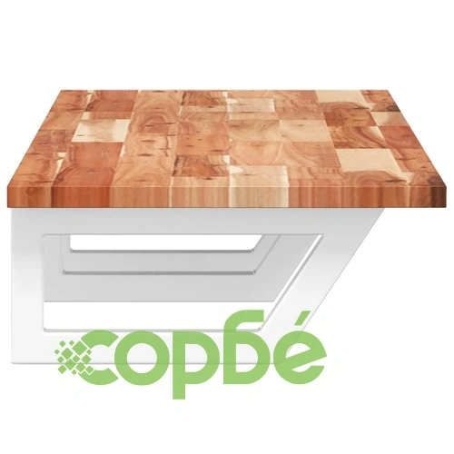 Стенен рафт за мивка, стомана и масивно дърво акация ➤ топ цена ➤ sorbe.bg