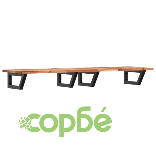 Стенен рафт за мивка, стомана и масивно дърво акация ➤ топ цена ➤ sorbe.bg