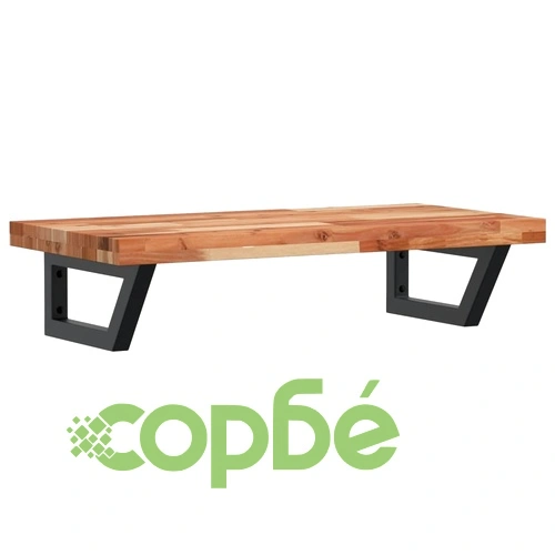 Стенен рафт за мивка, стомана и масивно дърво акация ➤ топ цена ➤ sorbe.bg