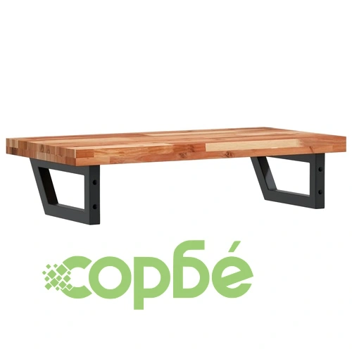 Стенен рафт за мивка, стомана и масивно дърво акация ➤ топ цена ➤ sorbe.bg