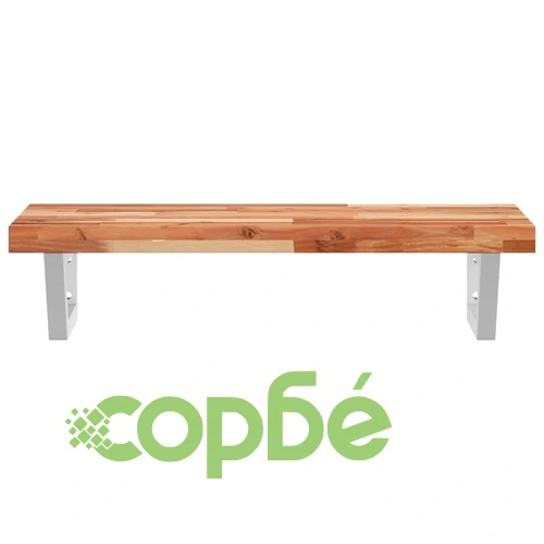 Стенен рафт за мивка, стомана и масивно дърво акация ➤ топ цена ➤ sorbe.bg