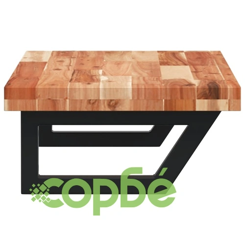 Стенен рафт за мивка, стомана и масивно дърво акация ➤ топ цена ➤ sorbe.bg