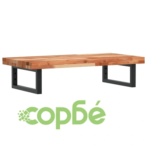 Стенен рафт за мивка, стомана и масивно дърво акация ➤ топ цена ➤ sorbe.bg