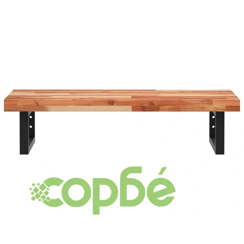 Стенен рафт за мивка, стомана и масивно дърво акация ➤ топ цена ➤ sorbe.bg