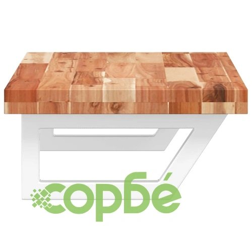 Стенен рафт за мивка, стомана и масивно дърво акация ➤ топ цена ➤ sorbe.bg