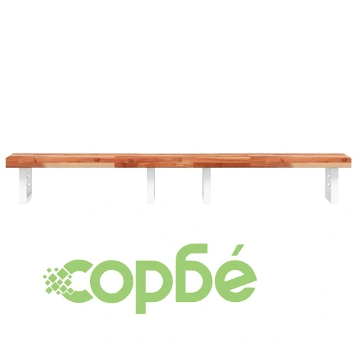 Стенен рафт за мивка, стомана и масивно дърво акация ➤ топ цена ➤ sorbe.bg